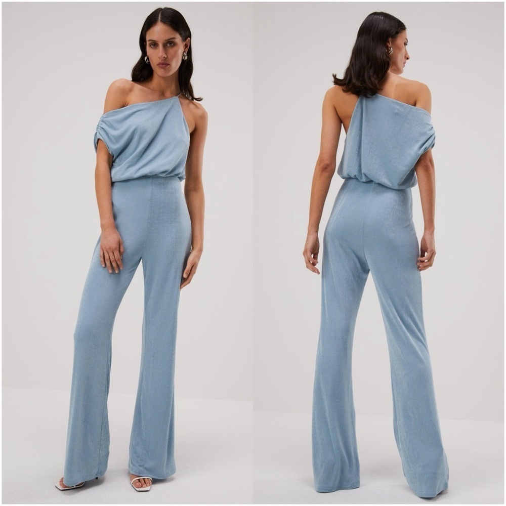 MISHA Emer Slinky Jersey Jumpsuit In Sterling Blue
